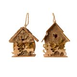 OKRASEK ZA JELKO DECORIS PTIČJA HIŠKA LESENA 6X4X7.5 CM SORT