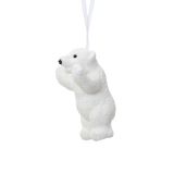 OKRASEK ZA JELKO DECORIS SEVERNI MEDVEDEK, 6 CM BEL, SORTIRANO