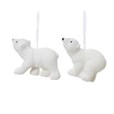 OKRASEK ZA JELKO DECORIS SEVERNI MEDVEDEK, 6 CM BEL, SORTIRANO