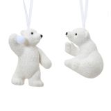 OKRASEK ZA JELKO DECORIS SEVERNI MEDVEDEK, 6 CM BEL, SORTIRANO