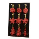 OKRASEK ZA JELKO DECORIS ZVEZDA/SNEŽINKA/SMEREKA RDEČA, SORTIRANO