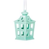 OKRASEK ZA JELKO GLOSSTYLE HIŠICA 11 CM ZELENE BARVE Z LED LUČKO