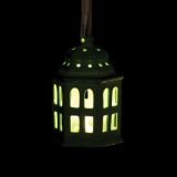 OKRASEK ZA JELKO GLOSSTYLE HIŠICA 11 CM ZELENE BARVE Z LED LUČKO