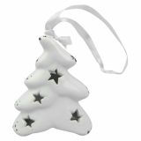 OKRASEK ZA JELKO GLOSSTYLE JELKA KERAMIČNA 8 CM BELA Z OBROBO