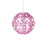 OKRASEK ZA JELKO GLOSSTYLE KROGLA S SNEŽIKAMI PINK BELA FI 8 CM
