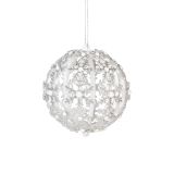 OKRASEK ZA JELKO GLOSSTYLE KROGLA S SNEŽIKAMI SREBRN A BELA FI 8 CM