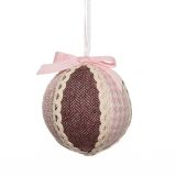 OKRASEK ZA JELKO GLOSSTYLE KROGLA TEKSTILNA 7 CM PREMERA ROZA