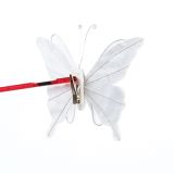OKRASEK ZA JELKO GLOSSTYLE METULJ BELI NA ŠČIPALKI 15 CM