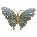 OKRASEK ZA JELKO GLOSSTYLE METULJ NA ŠČIPALKI MODRO ZLAT 11.68*2.54*9.65 CM