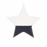 OKRASEK ZA JELKO GLOSSTYLE PORCELAN ZVEZDA 9 CM SREBRNA/BELA