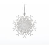 OKRASEK ZA JELKO GLOSSTYLE SNEŽINKA BELA 9 CM PREMERA