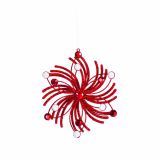 OKRASEK ZA JELKO GLOSSTYLE SNEŽINKA FI 11 CM RDEČA SORTIRANO