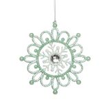 OKRASEK ZA JELKO GLOSSTYLE SNEŽINKA SV. ZELENA 14 CM PREMERA