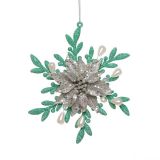 OKRASEK ZA JELKO GLOSSTYLE SNEŽINKA SVETLO ZELENA FI 13 CM