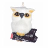OKRASEK ZA JELKO GLOSSTYLE VISEČA SOVA 7 CM BELA SORTIRANO