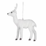 OKRASEK ZA JELKO GLOSSTYLE VISEČI JELEN 13 CM V BELI ALI SIVI BARVI