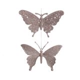 OKRASEK ZA JELKO METULJ 10 CM SORT ROZA