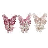 OKRASEK ZA JELKO METULJ, ROZA BARVE, 3/1 SORT