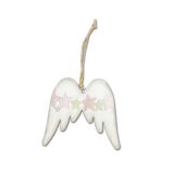 OKRASEK ZA JELKO R+W ANGELSKA KRILA KOVINSKA 10 CM BELO ROZA