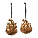 OKRASEK ZA JELKO R+W SOVICA 8 CM ZLATE-BAKRENE SORTIRANO