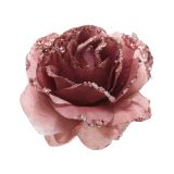 OKRASEK ZA JELKO VRTNICA VELVET ROZA 14 CM KLIP