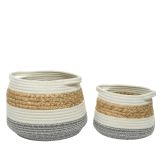 OKRASNA KOŠARA DECORIS 25X25X17 PLETENA, OKROGLA, PISANA