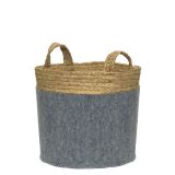 OKRASNA KOŠARA DECORIS BOMBAŽNA SIVE BARVE FI 33 CM VIŠINA 28 CM