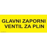 OPOZORILNI ZNAK WALTECO GLAVNI ZAPORNI VENTIL ZA PLIN
