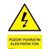 OPOZORILNI ZNAK WALTECO POZOR POVRATNI ELEKTRIČNI TOK
