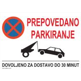 OPOZORILNI ZNAK WALTECO PREPOVEDANO PARKIRANJE DOVOLJENO ZA DOSTAVO
