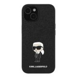ORIGINALEN KARL LAGERFELD OVITEK IPHONE 15 PLUS - GLITTER IML NFT ICONIC -  ČRN OVITEK Z BLEŠČICAMI- KLHCP15MGKNPSK
