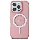 ORIGINALNI GUESS OVITEK GUHMP16LPFTDTEP ZA IPHONE 16 PRO - MAGSAFE - ROZA S KRISTALČKI