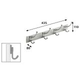 KOVINSKI GARDEROBNI OBEŠALNIK HETTICH DIY, 435X100X80 MM, 4 KLJUKE, ALUMINIJ MAT KROM