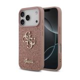 GUESS GUHCP17LHG4SGP SILIKONSKI OVITEK ZA IPHONE 17 PRO - ROZA Z BLEŠČICAMI IN ZLATIM LOGOM