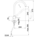 PIPA KUHINJSKA UNITAS FRESH STOJEČA, POLOŽNA BREZ CEVI IN SIFONA