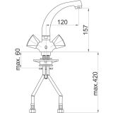 PIPA ZA UMIVALNIK UNITAS CLASSIC STOJEČA, 2 CEVI
