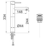 PIPA ZA UMIVALNIK UNITAS FRESH STOJEČA, VISOKA ZGORNJI DEL SIFONA