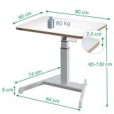 PISALNA DVIŽNA MIZA LEITZ COSY-WOW ERGO 80X60CM BELA ELEKTRIČNA
