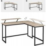 PISALNA MIZA VASAGLE Z GIBLJIVO POLICO GREIGE/ČRNA