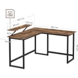 PISALNA MIZA VASAGLE Z GIBLJIVO POLICO RUSTIK RJAVA