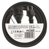 PODALJŠEK EMOS 5M ŠUKO VTIKAČ + VTIČNICA H05RR-F 3X1.5 GUMA ČRN