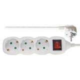 PODALJŠEK S STIKALOM EMOS 3 ŠUKO VTIČNICE 1.5M H05VV-F 3G1.0 PVC BELI