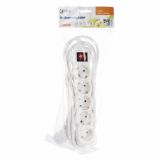 PODALJŠEK S STIKALOM EMOS 5 ŠUKO VTIČNIC 3M H05VV-F 3G1.5 PVC BELI