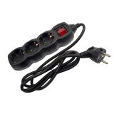 PODALJŠEK S STIKALOM ENTAC 3 SCHUKO VTIČNICE 1.5M ČRN