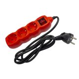 PODALJŠEK S STIKALOM ENTAC 3 SCHUKO VTIČNICE 1.5M RDEČ