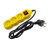 PODALJŠEK S STIKALOM ENTAC 3 SCHUKO VTIČNICE 1.5M RUMEN