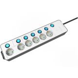 PODALJŠEK S STIKALOM ENTAC 6 SCHUKO VTIČNIC BEL 1.5M Z LOČENIMI STIKALI