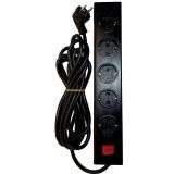 PODALJŠEK S STIKALOM EURO M 5 ŠUKO VTIČNICE 2M H05VV-F 3G1.5 PVC ČRNI