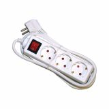 PODALJŠEK S STIKALOM EURO M 3 ŠUKO VTIČNICE 2M H05VV-F 3G1.0 PVC BELI