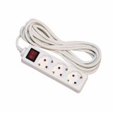 PODALJŠEK S STIKALOM EURO M 3 ŠUKO VTIČNICE 4M H05VV-F 3G1.0 PVC BELI